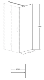 Душова бокова стінка Besco Exo-CH 100х190 см матовий чорний/прозоре скло -10B-190C