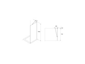 Душевая боковая стенка Roca Capital 80х195 см профиль черный/прозрачное стекло AM4408016M