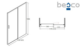 Душові двері Besco Actis 120х195 см розсувна глянсовий хром/прозоре скло DA-120