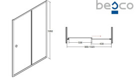 Душові двері Besco Duo Slide 100х195 см розсувні глянсовий хром/прозоре скло DDS-100
