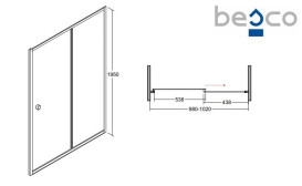 Душевая дверь Besco Duo Slide 100х195 см раздвижная черный матовый/прозрачное стекло DDSB-100