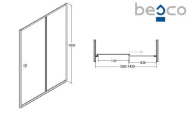 Душові двері Besco Duo Slide 140х195 см розсувна глянсовий хром/прозоре скло DDS-140