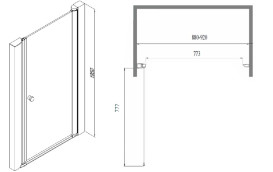 Душові двері Besco Sinco 90х195 см глянсовий хром/прозоре скло DS-90