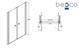 Душевая дверь Besco Sinco Due 80х195 см распашная глянцевый хром/прозрачное стекло DSD-80