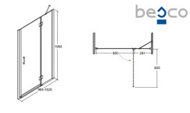 Душові двері Besco Viva 100х195 см розстібна права глянсовий хром/прозоре скло DVP-100-195C