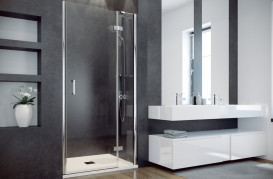 Душові двері Besco Viva 100х195 см розстібна права глянсовий хром/прозоре скло DVP-100-195C