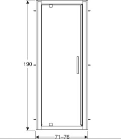 Душові двері Geberit Geo поворотні 71-76 см прозоре скло/сріблястий профіль 560.105.00.2