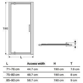 Душевая дверь Geberit Geo поворотная 75–80 см прозрачное стекло/серебристый профиль 560.115.00.2