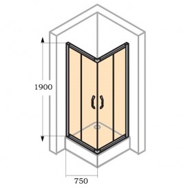 Душові двері Huppe X1 75х190 см профіль срібло/прозоре скло Anti Plaque 140202.069.322