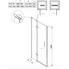 Душевая дверь Kolpa-San Atlas TV/S 120/K-L левая 120х200 см профиль хром/прозрачное стекло 560280