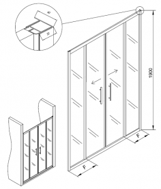 Душевая дверь Kolpa-San SQ Line TV4D/S 170/К 170х190 см профиль серебряный/прозрачное стекло 511820