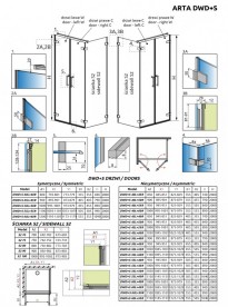 Душові двері Radaway Arta DWD + S Door W 40 ліва хром прозоре скло 386180-03-01L