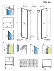 Душевая дверь Radaway Arta DWS Door W 628 правая хром прозрачное стекло 386628-03-01R