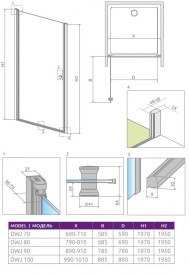 Душевая дверь Radaway Eos DWJ 80 профиль хром стекло интимато 37913-01-12N