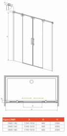 Душові двері Radaway Espera DWD 180 хром прозоре скло 380280-01 + 380228-01