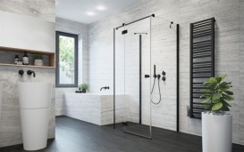 Душевая дверь Radaway Essenza New Black KDJ+S 90 левая чёрный/прозрачное стекло 385020-54-01L