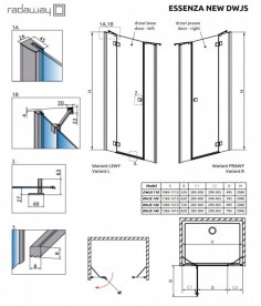 Душевая дверь Radaway Essenza New Black DWJS 130 правая чёрный/прозрачное стекло 384090-54-01+385032-54-01R