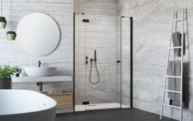 Душові двері Radaway Essenza New Black DWJS 120 ліва чорний / прозоре скло 384090-54-01 + 385031-54-01L