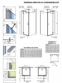 Душевая дверь Radaway Essenza New KDJ+S 80 левая хром/прозрачное стекло 385021-01-01L