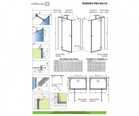 Душові двері Radaway Essenza Pro Gold KDJ+S розстібна 90х200 см ліва золото/прозоре скло 10097390-09-01L