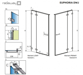 Душові двері Radaway Euphoria DWJ 100 права хром прозоре скло 383014-01R