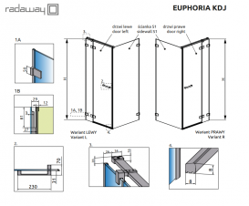 Душевая дверь Radaway Euphoria KDJ Door 90 левая хром прозрачное стекло 383044-01L