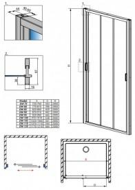 Душові двері Radaway Evo DW 110 профіль хром прозоре скло 335110-01-01