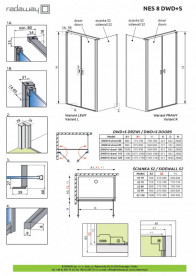 Душевая дверь Radaway Nes 8 Black DWD+S 90х200 см распашная черный/прозрачное стекло 10081190-54-01