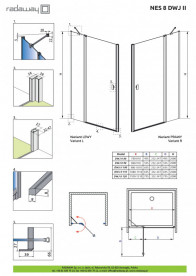 Душові двері Radaway Nes 8 Black DWJ II 100х200 см ліва чорний/прозоре скло 10083100-54-01L