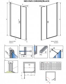 Душевая дверь Radaway Nes DWS 120 правая профиль хром прозрачное стекло 10028120-01-01R