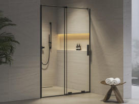 Душові двері Ravak Roll RODP 2-110 розсувна профіль чорний скло transparent X08VD0300Z1