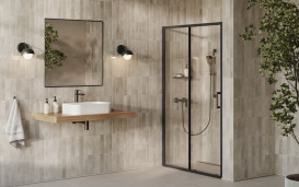 Душові двері Ravak X-Point Slim XPSDP2-120 розсувні профіль чорний скло transparent X08VG030FZ1