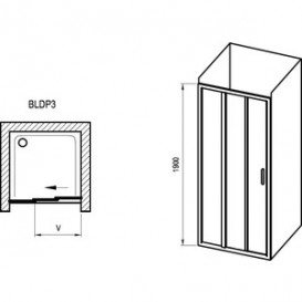 Душові двері розсувні Ravak BLDP3-90 профіль полірований алюміній скло transparent X00H70C00Z1