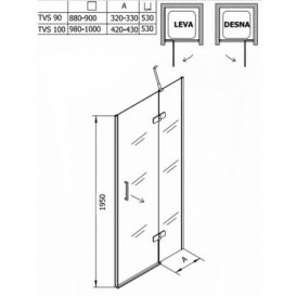 Душевая дверь Terra TV/S 100/K-D 1000x1950 распашная правая профиль серебристый/стекло прозрачное 534792 (527374)
