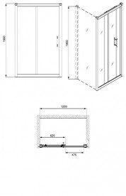 Душевая дверь в нишу Kolo GEO 6 стеклянная раздвижная 120х190 часть 2/2 GDRS12222003B