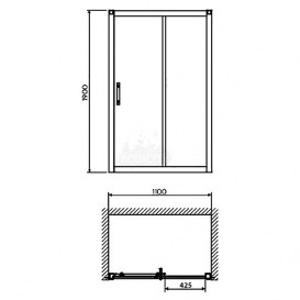 Душові двері в нішу Kolo GEO 6 скляна розсувна 110х190 частина 2/2 GDRS11222003B