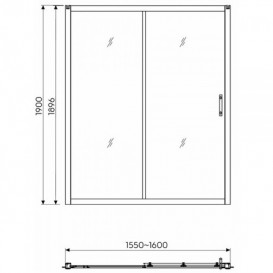 Душові двері в нішу Kolo GEO 6 скляна розсувна 160х190 частина 1/2 GDRS16222003A