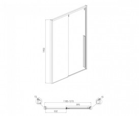 Душові двері Volle Aiva розсувні 120х195 см хром/прозоре скло 10-22-686