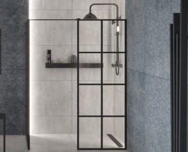 Душевая кабина Besco Excea Walk in 120х90 см профиль черный матовый/прозрачное стекло EXC-129-190B