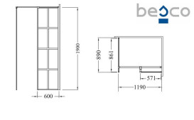 Душова кабіна Besco Excea Walk in 120х90 см профіль чорний матовий/прозоре скло EXC-129-190B