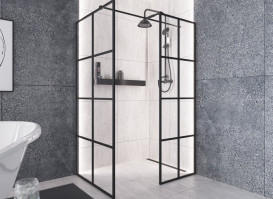 Душевая кабина Besco Excea Walk in 120х90 см профиль черный матовый/прозрачное стекло EXC-129-190B