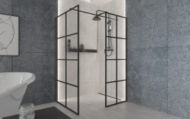 Душова кабіна Besco Excea Walk in 120х80х190 см профіль чорний матовий/прозоре скло EXC-128-190B