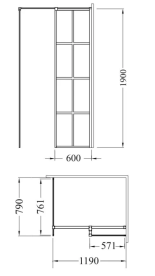 Душова кабіна Besco Excea Walk in 120х80х190 см профіль чорний матовий/прозоре скло EXC-128-190B