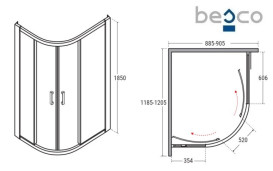 Душевая кабина Besco Modern 120х90 см профиль хром/стекло графитовое MA-120-90-G