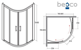 Душевая кабина Besco Modern 80х80 см профиль хром/стекло прозрачное MP-80-165-C