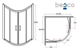Душевая кабина Besco Modern 80х80 см профиль хром/стекло матовое MP-80-165-M