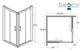 Душевая кабина Besco Modern 80х80 см профиль хром/стекло прозрачное MK-80-165-C