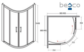 Душевая кабина Besco Modern 90х90 см профиль хром/стекло прозрачное MP-90-165-C