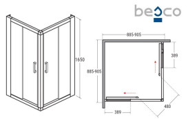 Душевая кабина Besco Modern 90х90 см профиль хром/стекло прозрачное MK-90-165-C