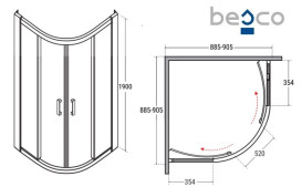 Душевая кабина Besco Modern 90х90 см профиль черный матовый/стекло прозрачное MPB-90-190-C
